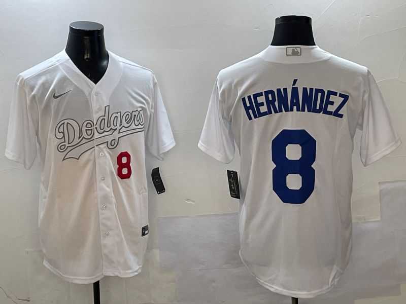 Men Los Angeles Dodgers 8 Hernandez White Fashion Edition Game 2025 Nike MLB Jersey style 9